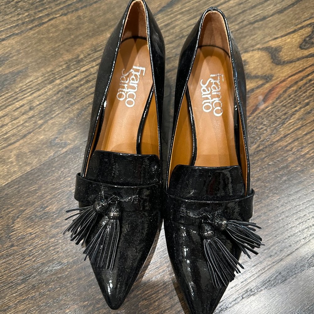 Franco Sarto Patent Leather Loafer Heel